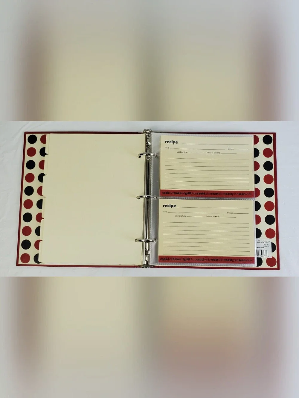 Hallmark Recipe Book Organizer Refillable Tabbed Dividers w/ Recipe Cards - EUC
